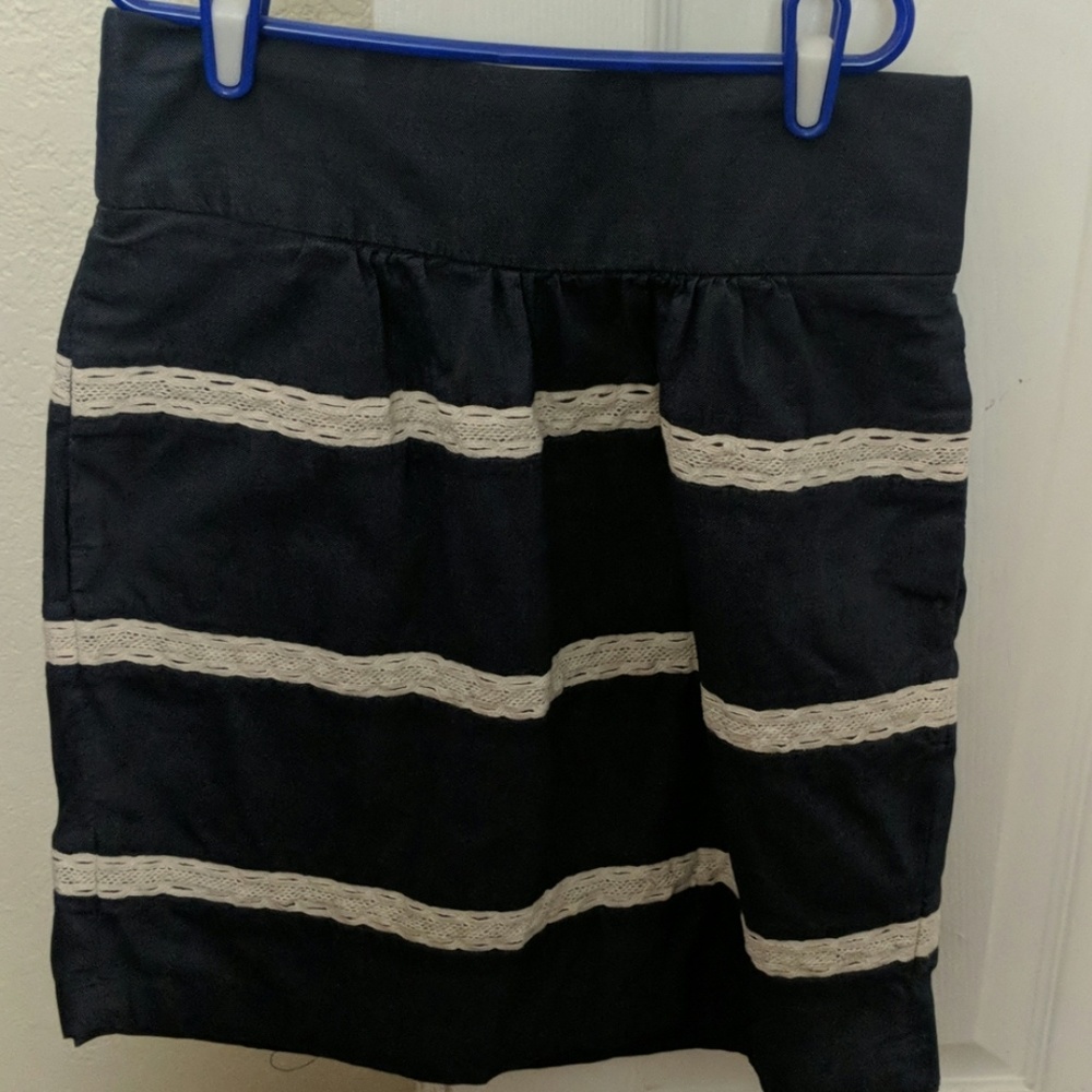 Denim and lace skirt